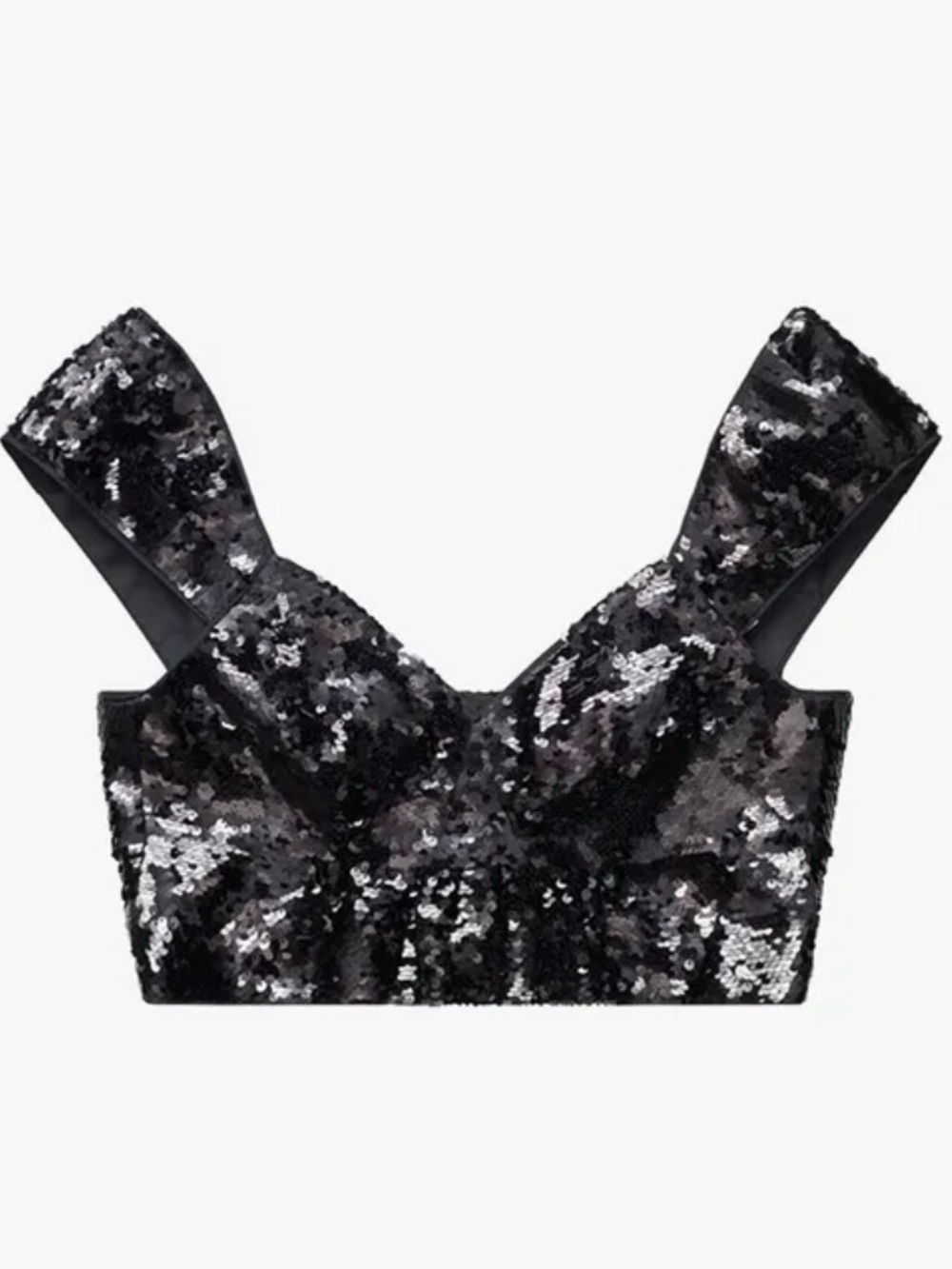 Simone Rocha x H&M COLLAB crop top BRALETTE black sequin bustier SMALL - Picture 3 of 11
